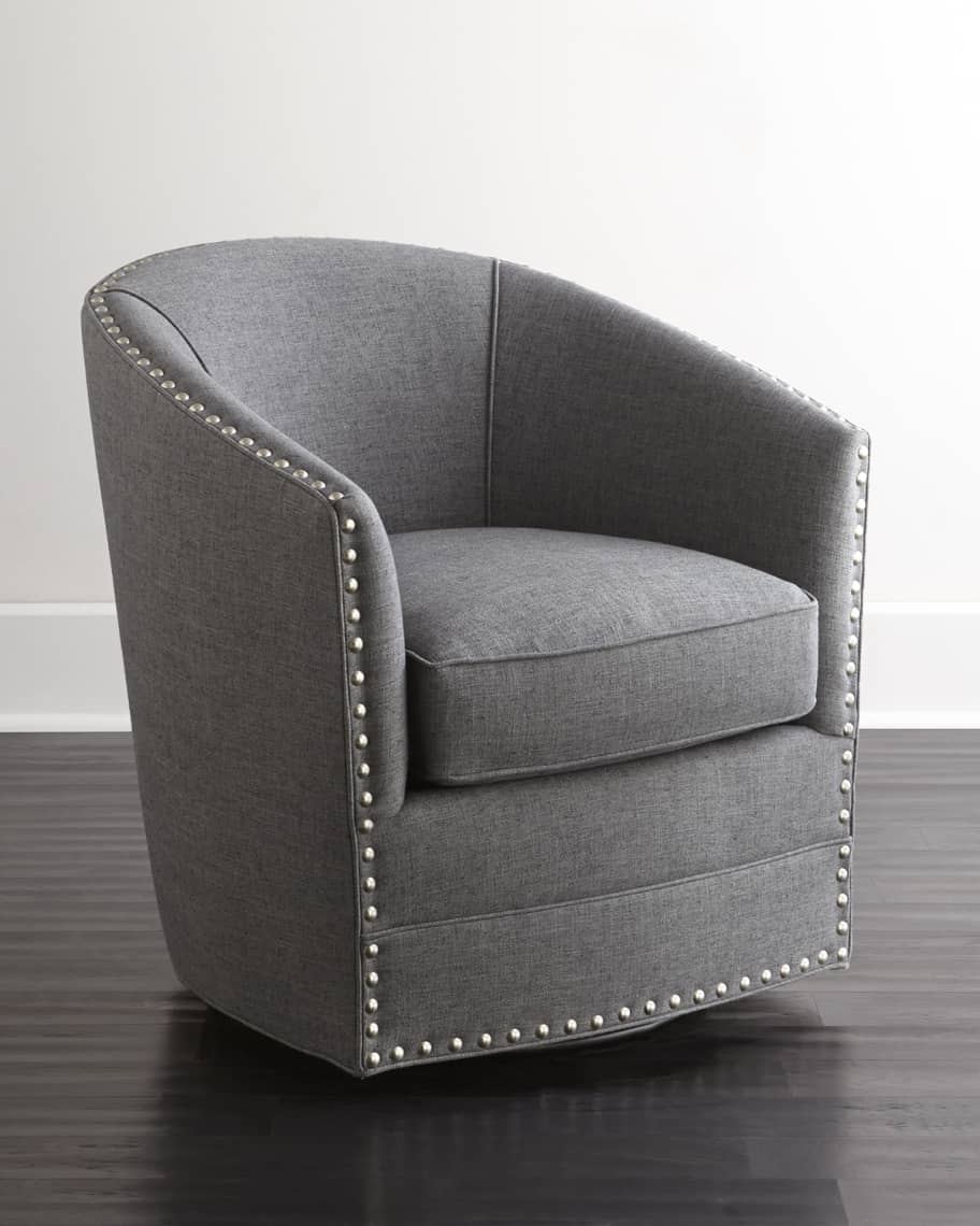 Image 1 of 4: Bryn St. Clair Charcoal Tweed Swivel Chair