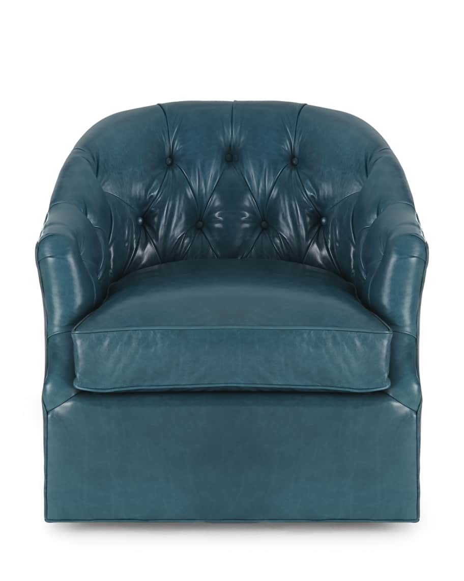 Image 2 of 3: Rae St. Clair Peacock Blue Swivel Chair