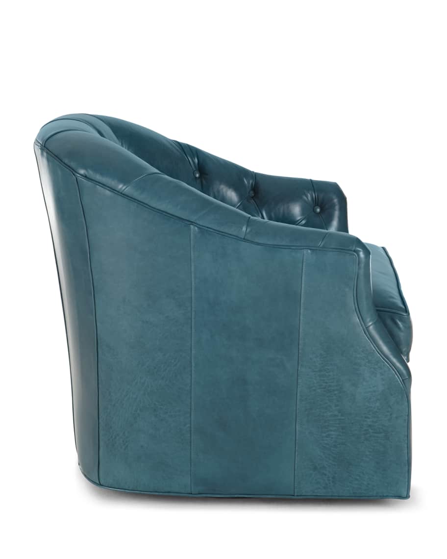 Image 3 of 3: Rae St. Clair Peacock Blue Swivel Chair