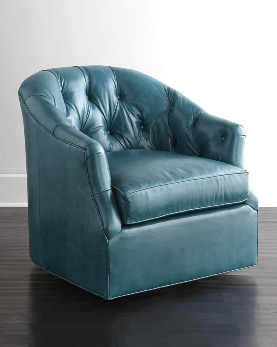 Image 1 of 3: Rae St. Clair Peacock Blue Swivel Chair