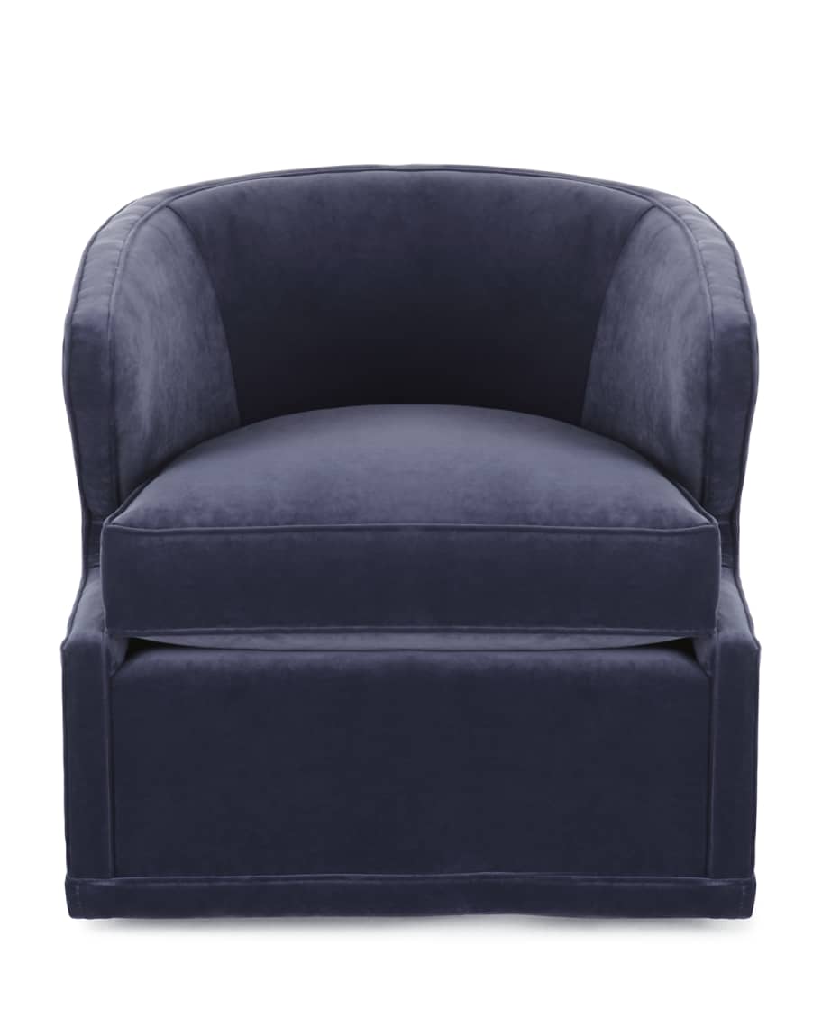 Image 2 of 3: Dyna St. Clair Navy Velvet Swivel Chair