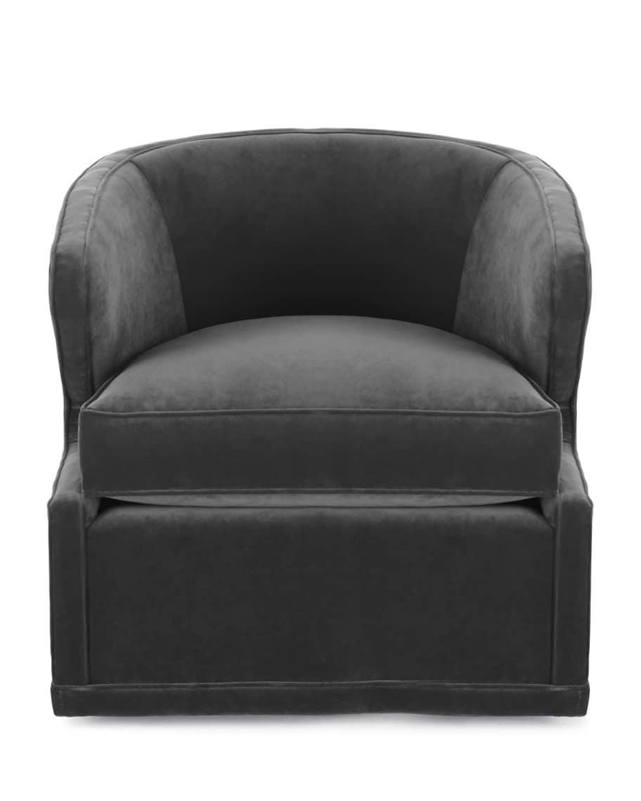 Image 2 of 3: Dyna St. Clair Gray Velvet Swivel Chair