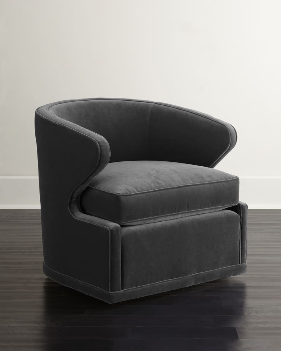 Image 1 of 3: Dyna St. Clair Gray Velvet Swivel Chair