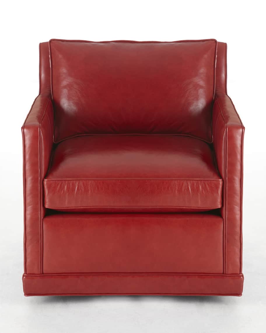 Image 2 of 3: Nina St. Clair Crimson Leather Swivel Chair
