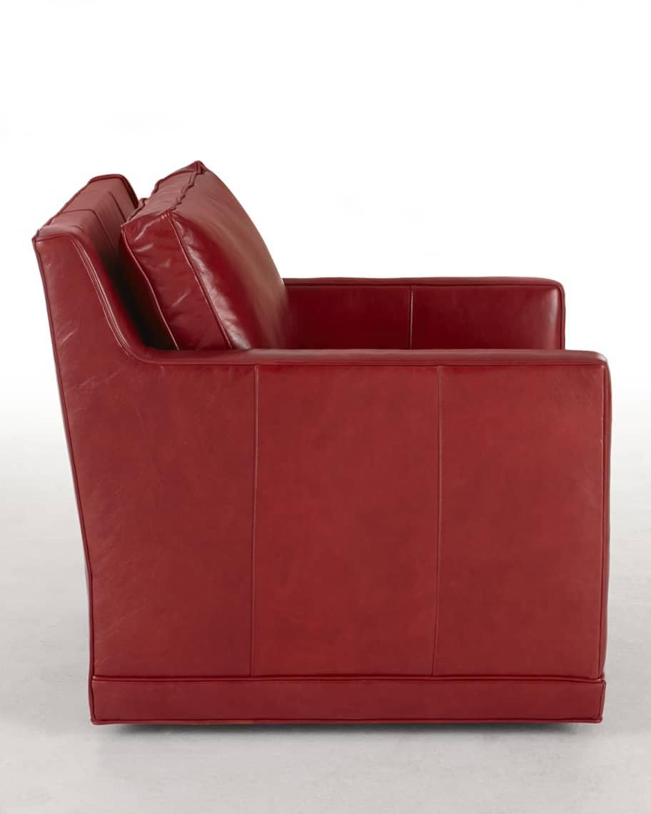 Image 3 of 3: Nina St. Clair Crimson Leather Swivel Chair