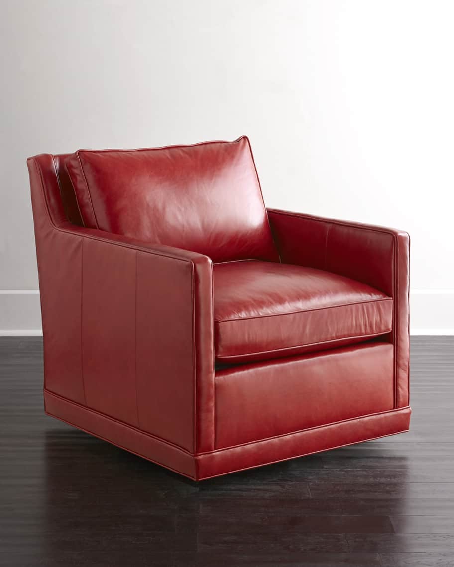 Image 1 of 3: Nina St. Clair Crimson Leather Swivel Chair