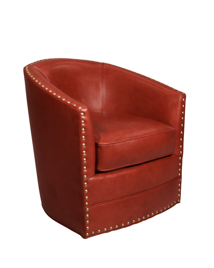 Image 1 of 1: Bryn St. Clair Red Leather Swivel Chair