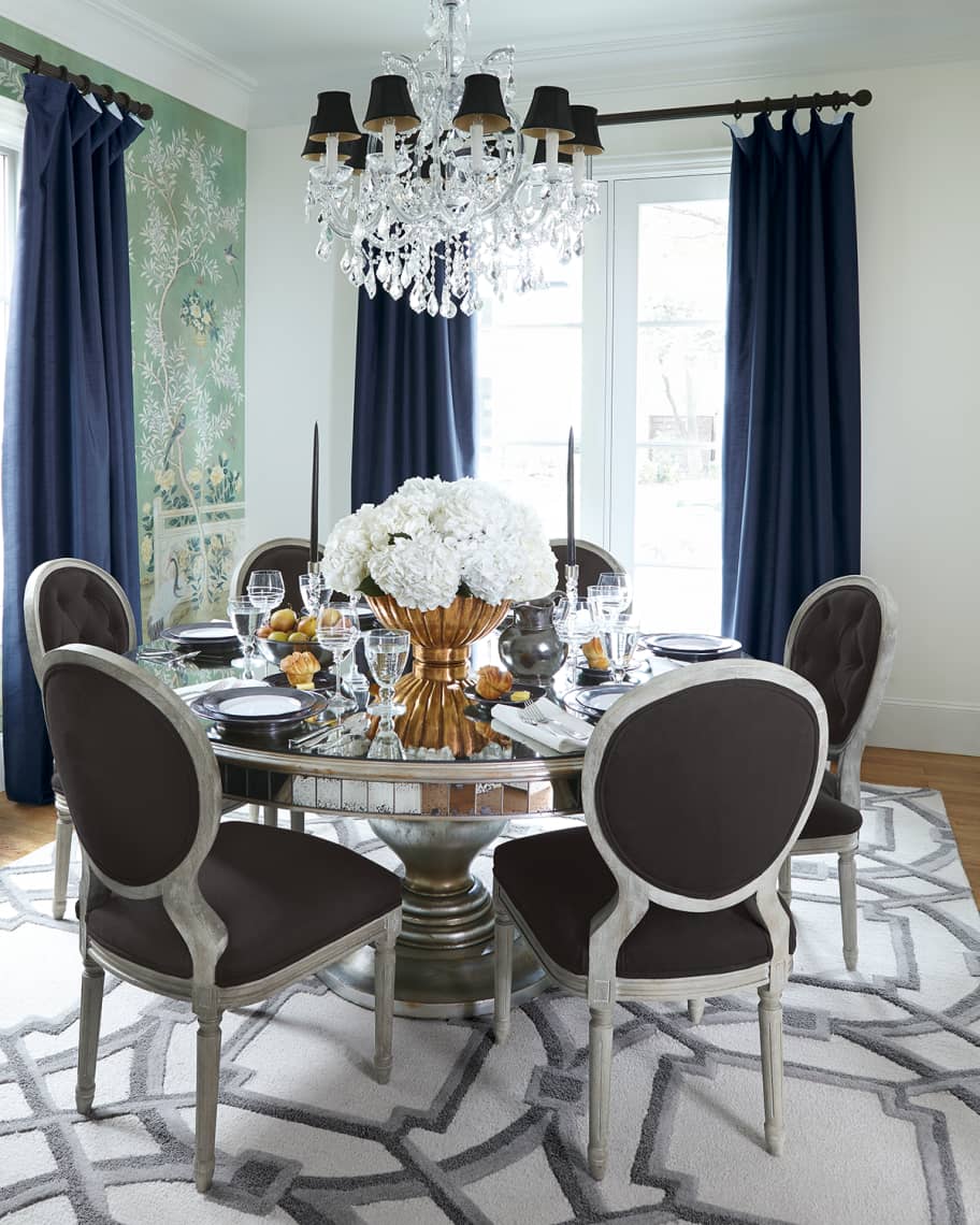 Image 2 of 6: Lisandra Antiqued-Mirrored Round Dining Table
