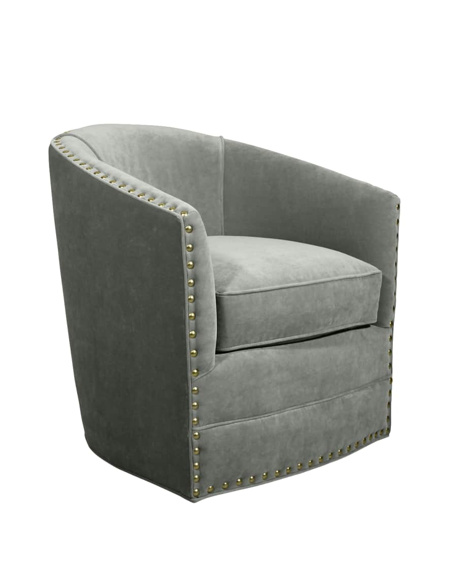 Image 1 of 1: Bryn St. Clair Aqua Velvet Swivel Chair