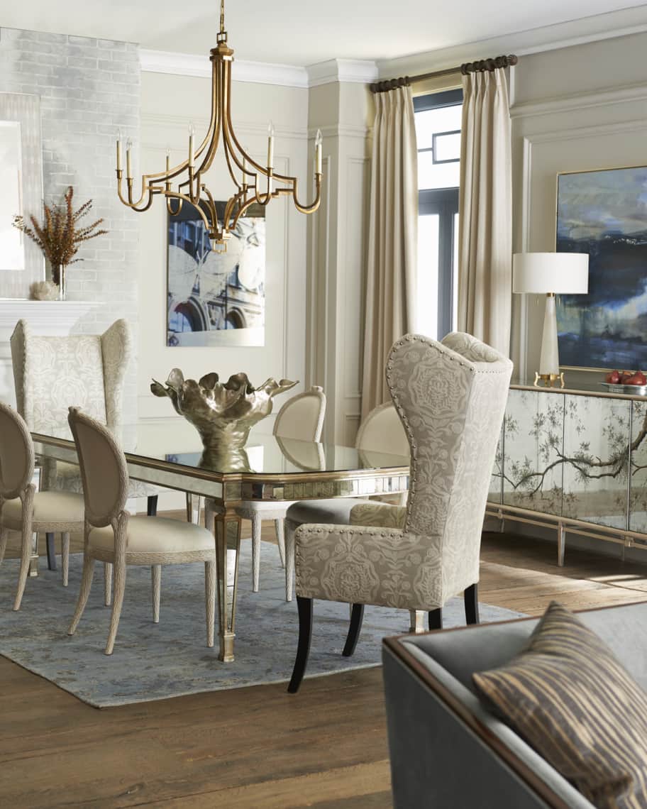 Image 3 of 4: Eliza 96"L Antiqued Mirrored Dining Table