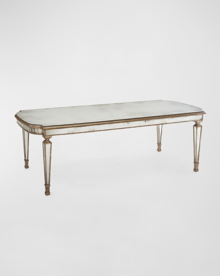 Image 1 of 4: Eliza 96"L Antiqued Mirrored Dining Table