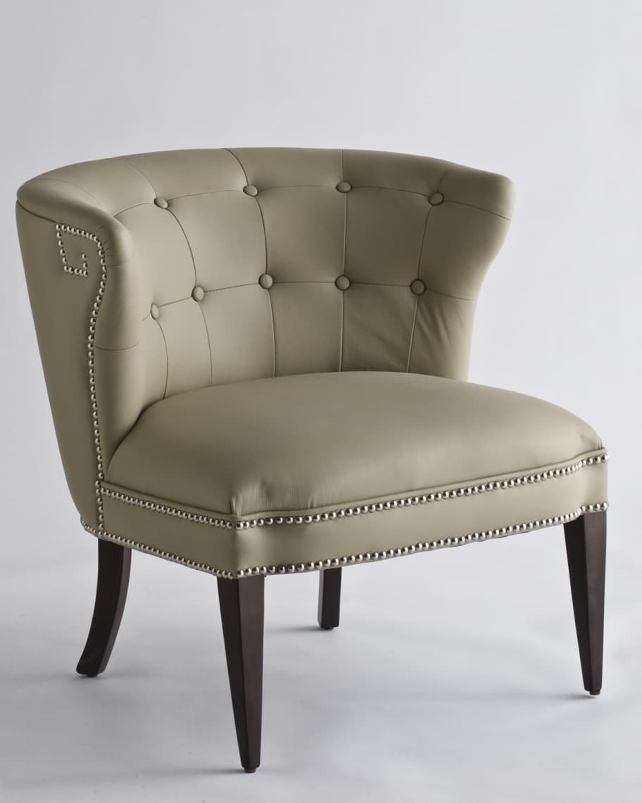 Image 2 of 3: Creamy Leather Scoop Chair