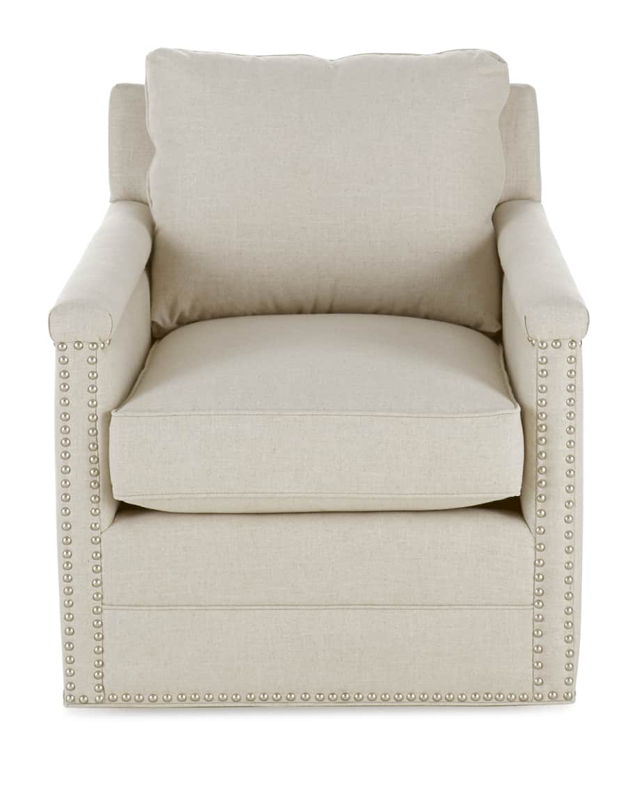 Image 2 of 4: Avis St. Clair Linen-Texture Swivel Chair