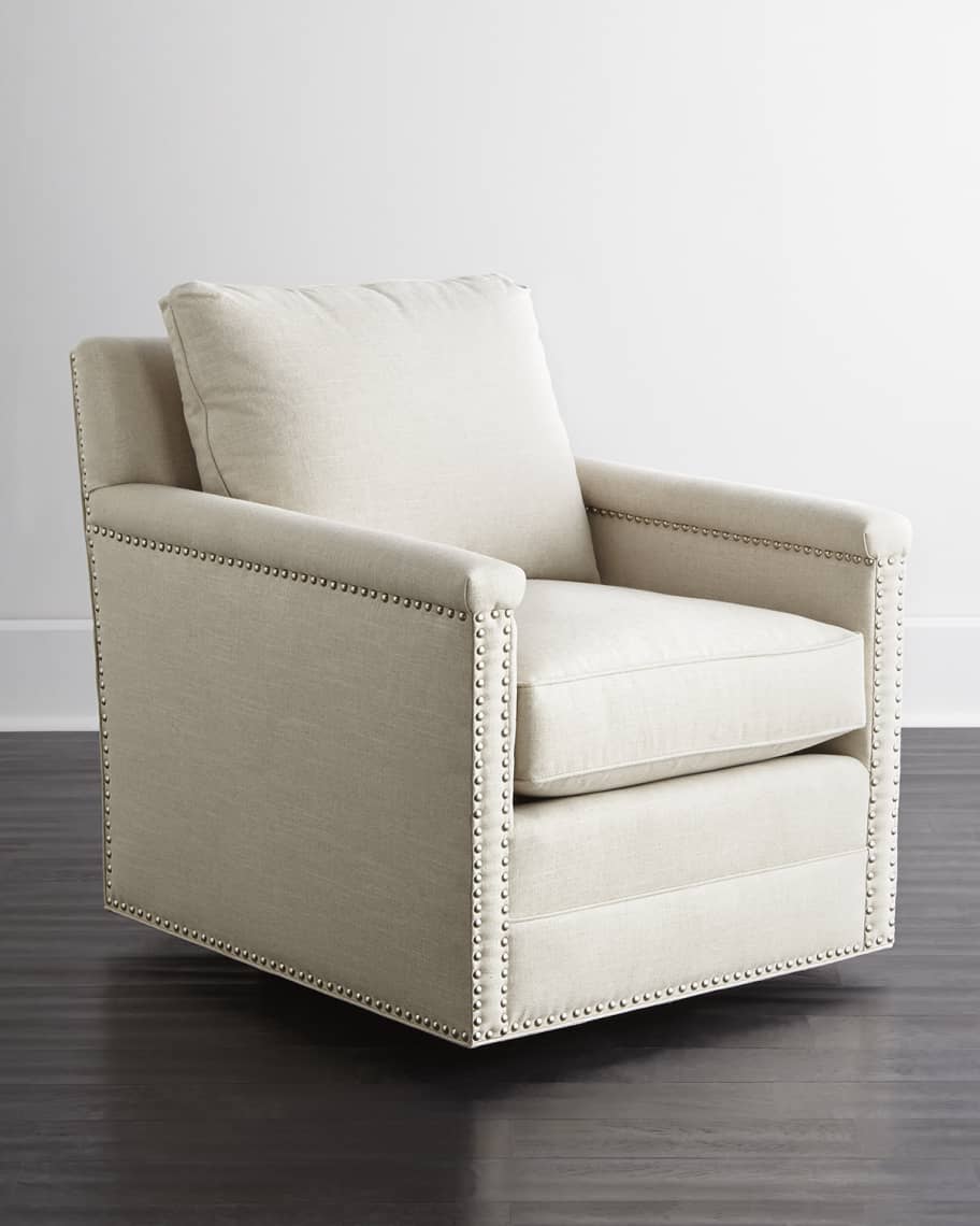 Image 1 of 4: Avis St. Clair Linen-Texture Swivel Chair