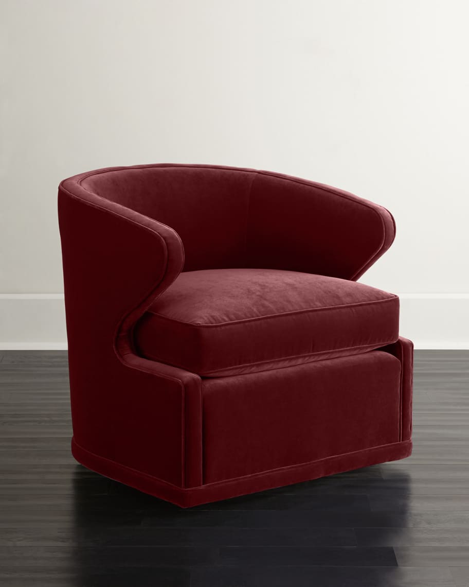 Image 1 of 3: Dyna St. Clair Red Velvet Swivel Chair