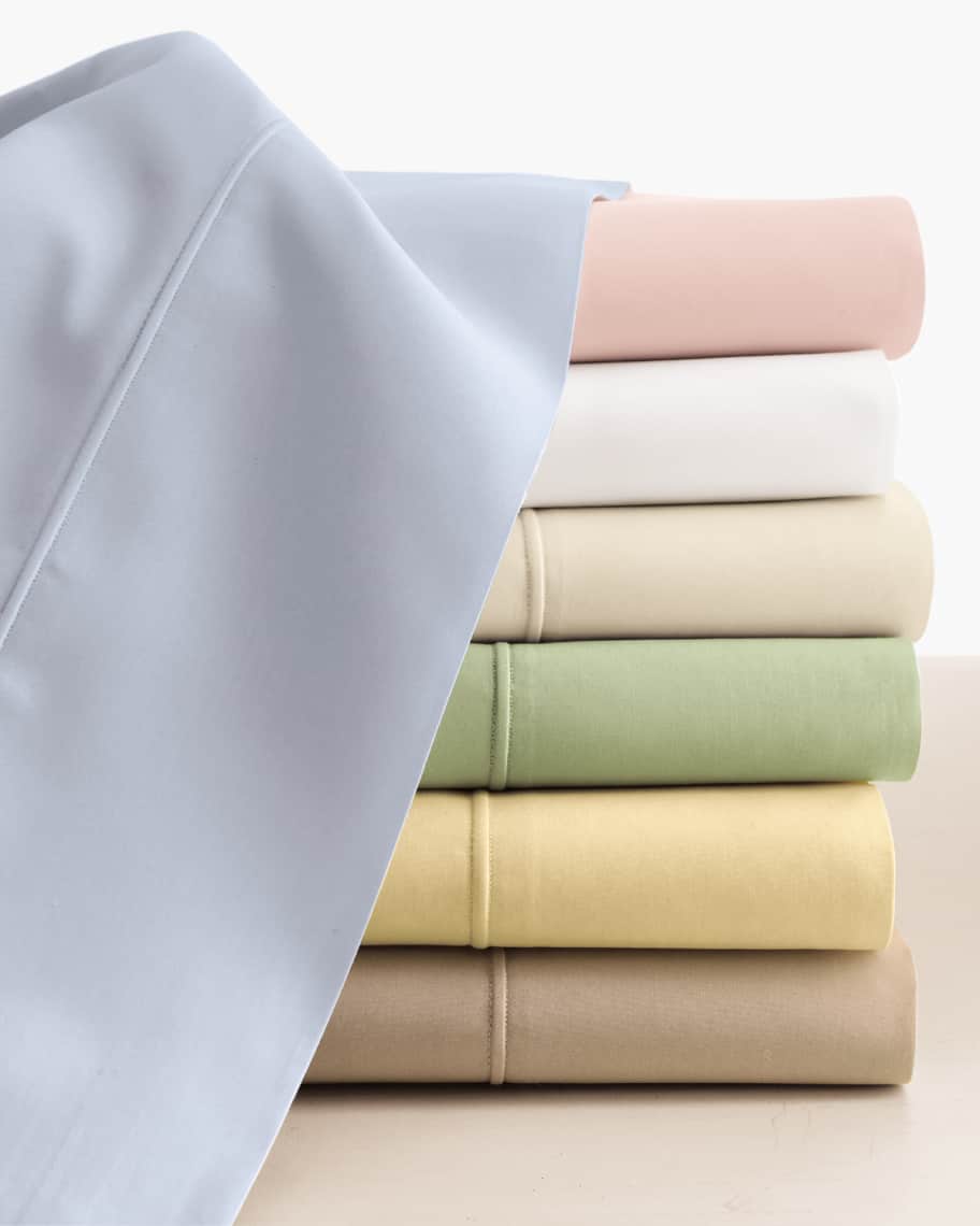 Image 1 of 2: King Italian 500 Thread Count Percale Flat Sheet