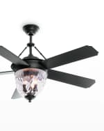 Image 2 of 2: Dark Aged Bronze Outdoor Ceiling Fan with Lantern, 52"