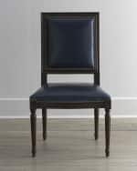 Image 2 of 3: Massoud Marlin Blue Leather Side Chair