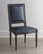 Image 1 of 3: Massoud Marlin Blue Leather Side Chair