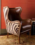 Image 1 of 3: Massoud Chocolate Zebra Wing Chair