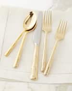 Image 1 of 7: Wallace Silversmiths 20-Piece Gold Bamboo Flatware Service