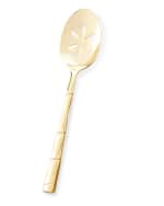 Image 1 of 2: Wallace Silversmiths Gold Bamboo Pierced Serving Spoon
