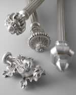 Image 2 of 8: Antique Drapery Rod Two Silver-Leaf-Finished "Italian Renaissance" Finials