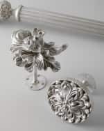 Image 3 of 8: Antique Drapery Rod Two Silver-Leaf-Finished "Italian Renaissance" Finials