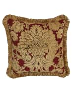 Image 1 of 2: Austin Horn Collection Bellissimo Square Chenille Pillow with Fringe, 20"Sq.