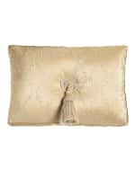 Image 1 of 2: Austin Horn Collection Concord 13" x 18" Embroidered Silk Pillow with Center Tassel
