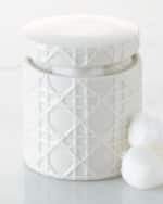 Image 1 of 4: Kassatex Cane Embossed Porcelain Cotton Jar