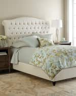 Image 1 of 6: Haute House Harper Tufted Ivory Velvet Queen Bed