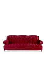 Image 4 of 4: Haute House Mr. Smith Cranberry Tufted Sofa 94.5'