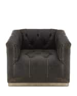 Image 3 of 4: Four Hands Charles Leather Swivel Chair