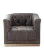 Image 2 of 4: Four Hands Charles Leather Swivel Chair