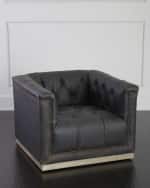 Image 1 of 4: Four Hands Charles Leather Swivel Chair