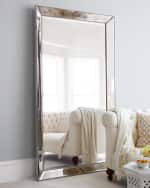 Image 3 of 5: Antiqued-Silver Beaded Floor Mirror