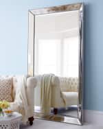 Image 1 of 5: Antiqued-Silver Beaded Floor Mirror