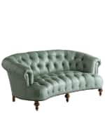 Image 2 of 2: Old Hickory Tannery Turquoise Leather Tufted Sofa 71"
