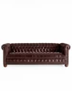 Image 2 of 2: Old Hickory Tannery Royal Leather Chesterfield Sofa 93"