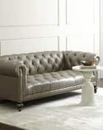 Image 1 of 3: Old Hickory Tannery Morgan Gray Chesterfield Leather Sofa
