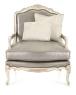 Image 2 of 6: Old Hickory Tannery Silver Leather Bergere Chair