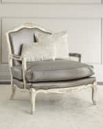 Image 1 of 6: Old Hickory Tannery Silver Leather Bergere Chair