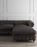 Image 2 of 8: Warner Leather Collection Chesterfield Sectional Sofa