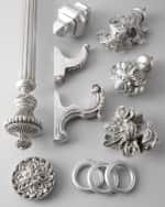 Image 5 of 8: Antique Drapery Rod Two Silver-Leaf-Finished "Italian Renaissance" Finials