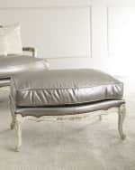 Image 1 of 3: Old Hickory Tannery Silver Leather Bergere Ottoman