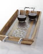 Image 1 of 2: G G Collection Wood Tray with Metal Inlay
