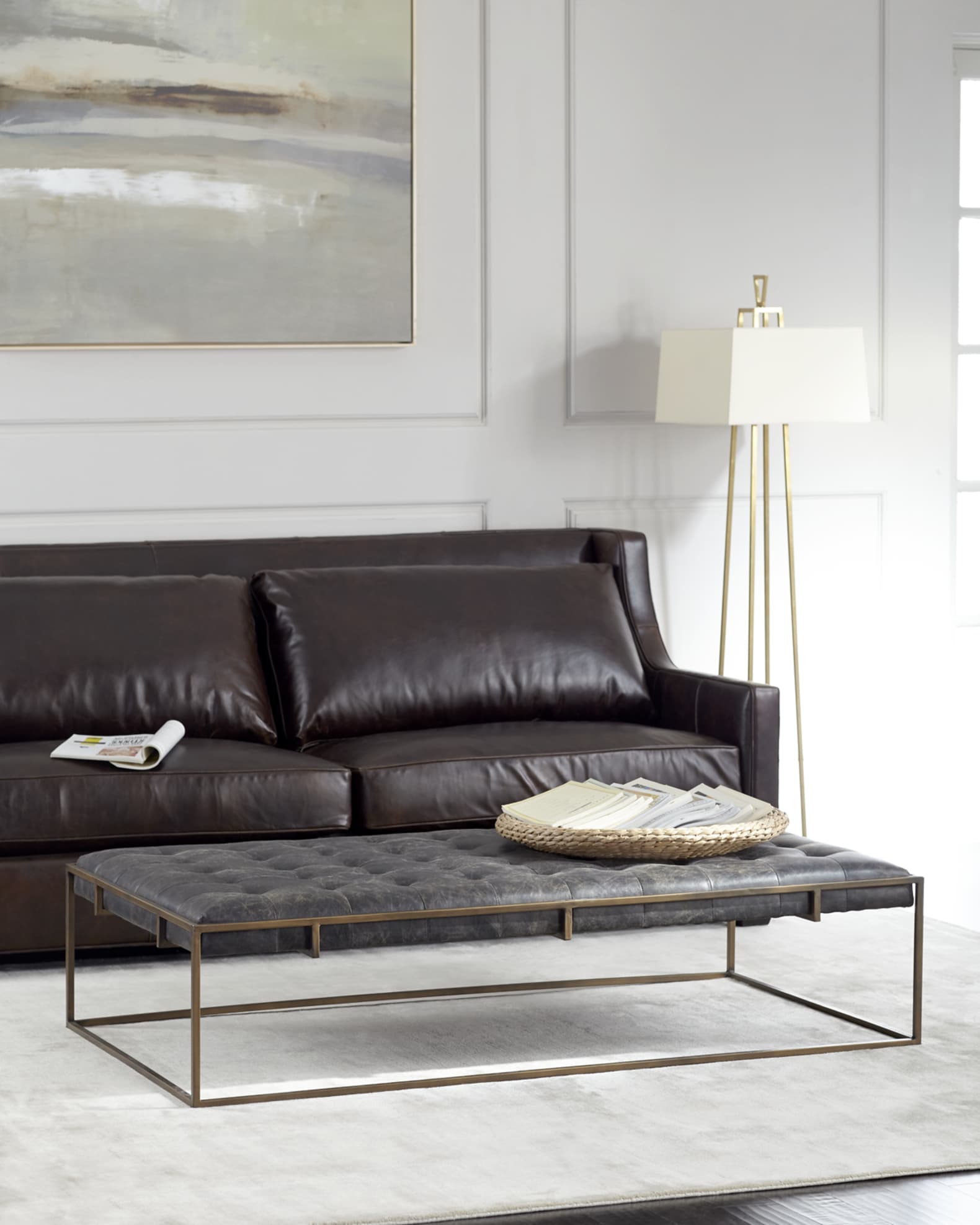 Four Hands Leroy Leather Coffee Table