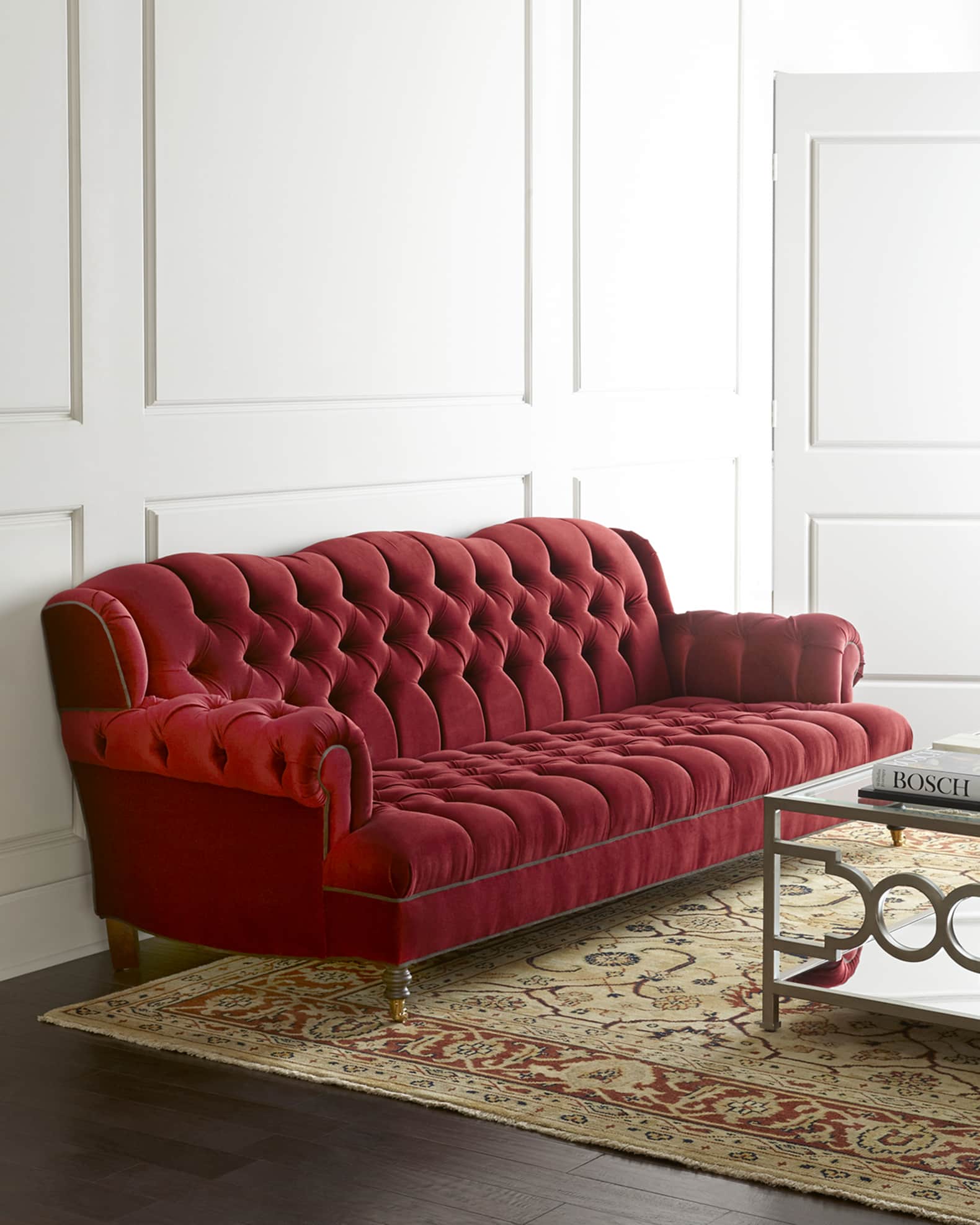 Haute House Mr. Smith Cranberry Tufted Sofa 94.5'
