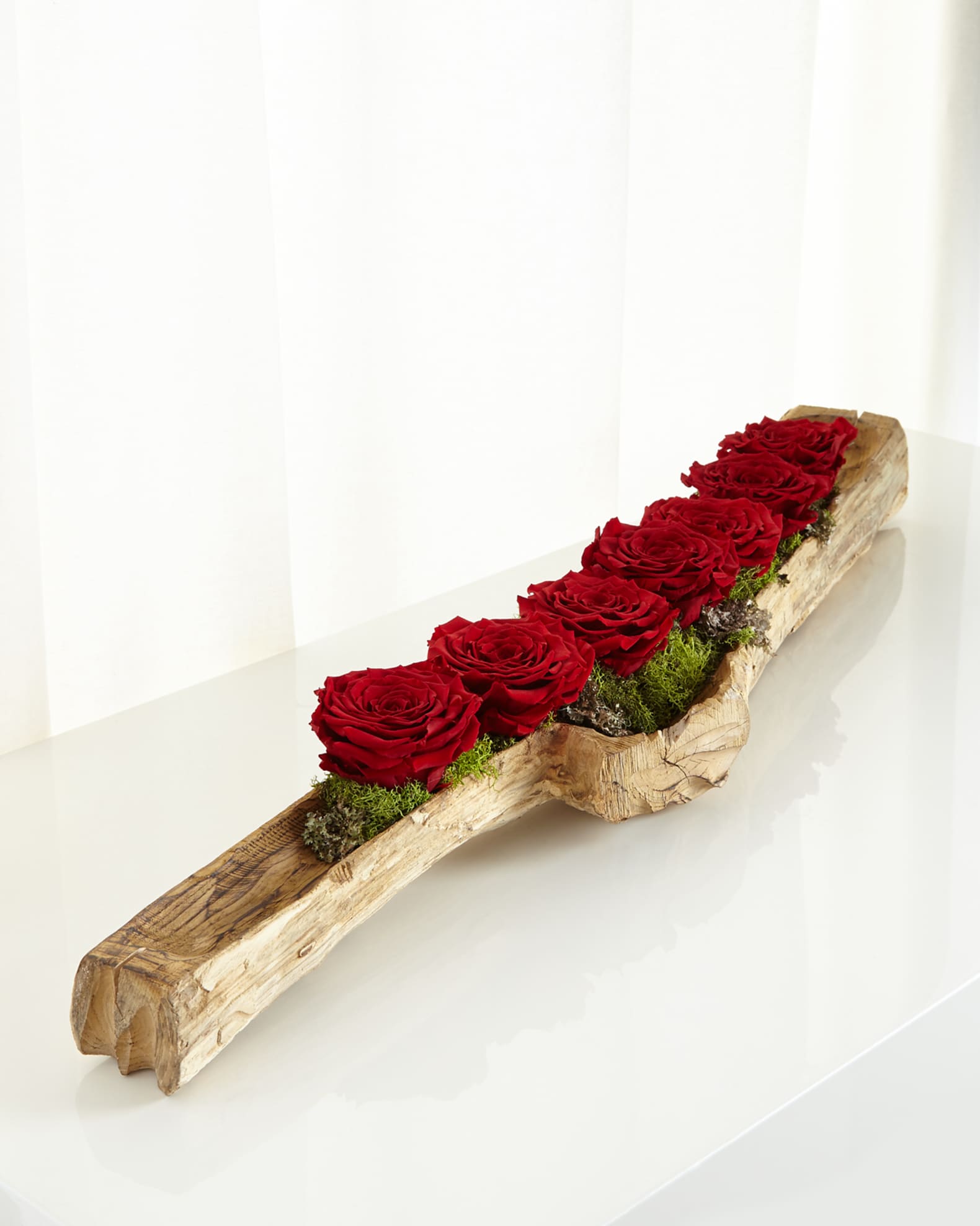 T&C Floral Company Preserved Roses in Wood Log